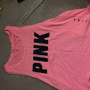 PINK VS crop top tank logo block letter summer